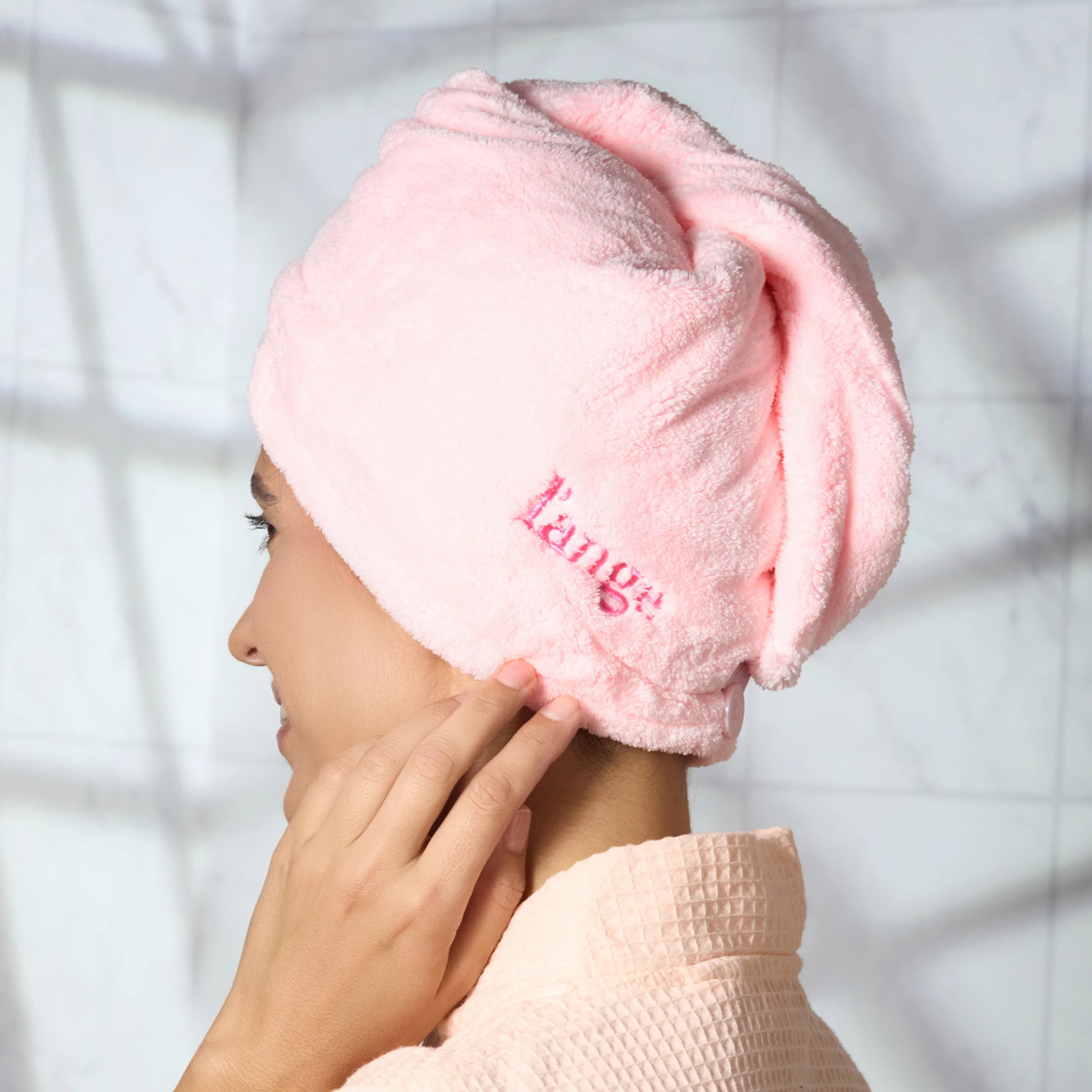 Plush Hair Wrap Towel Medium Ultra-Absorbent Coral Fleece 2-Pack - Image 4