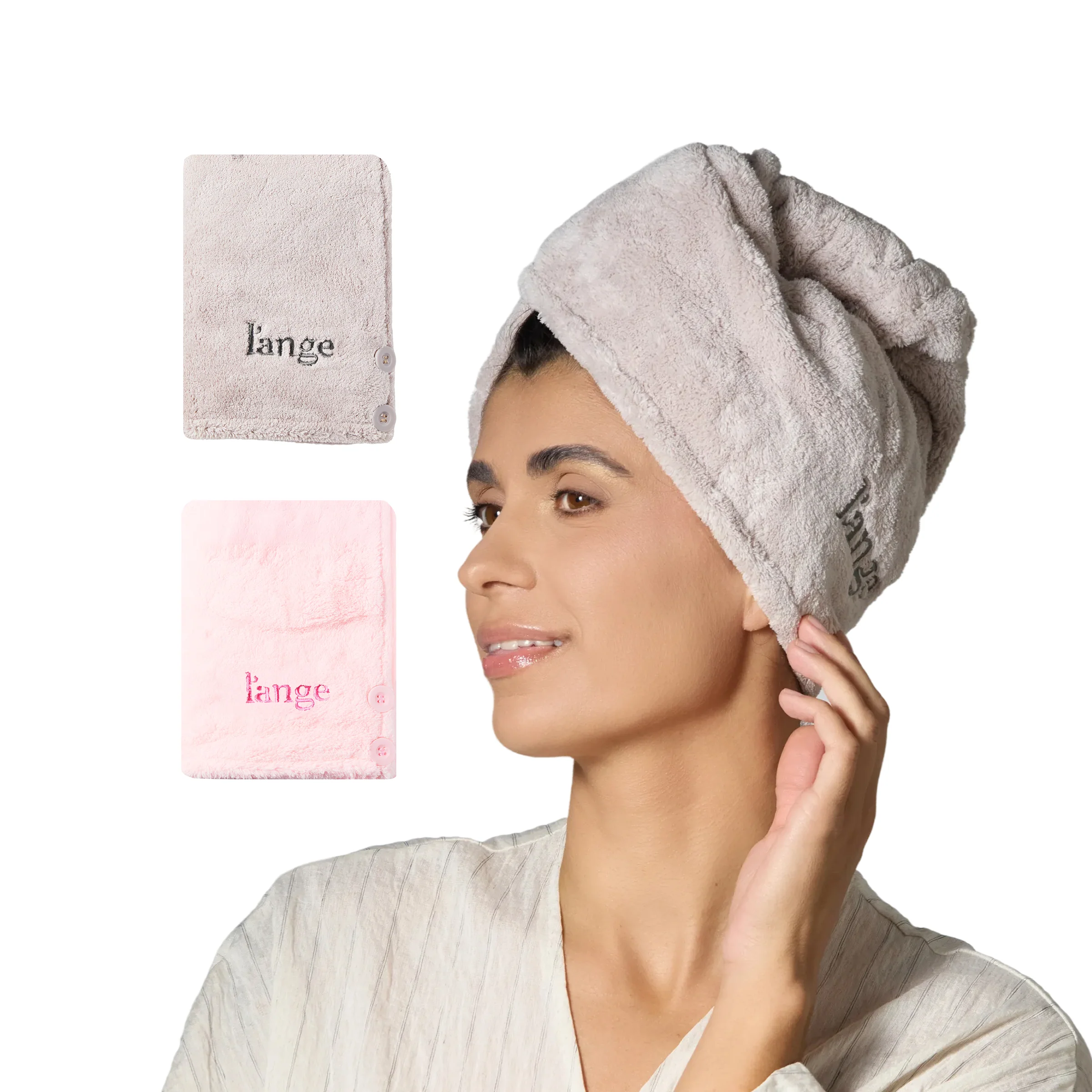Plush Hair Wrap Towel Medium Ultra-Absorbent Coral Fleece 2-Pack - Image 5