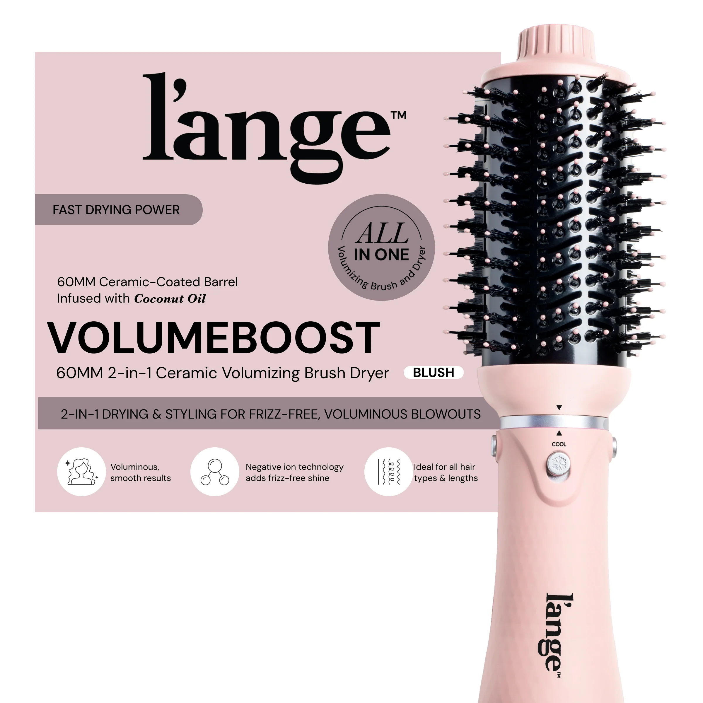 VolumeBoost 60mm 2-in-1 Ceramic Volumizing Brush Dryer - Image 2