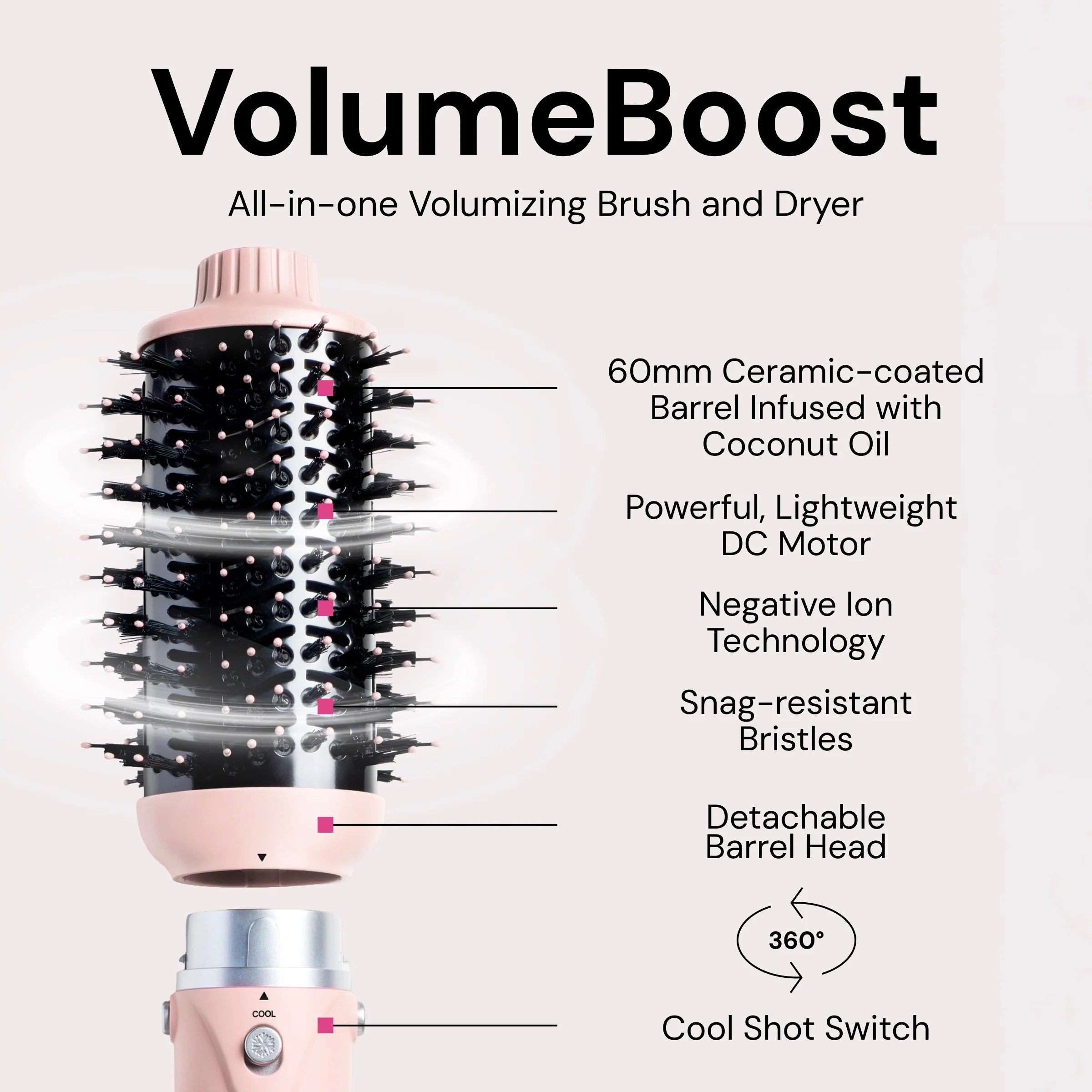 VolumeBoost 60mm 2-in-1 Ceramic Volumizing Brush Dryer - Image 7